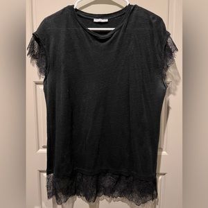 Zara top, lace trim
